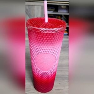 Starbucks 2022 Christmas Blush Wax Berry Ombré Pink Gradient Studded 24oz